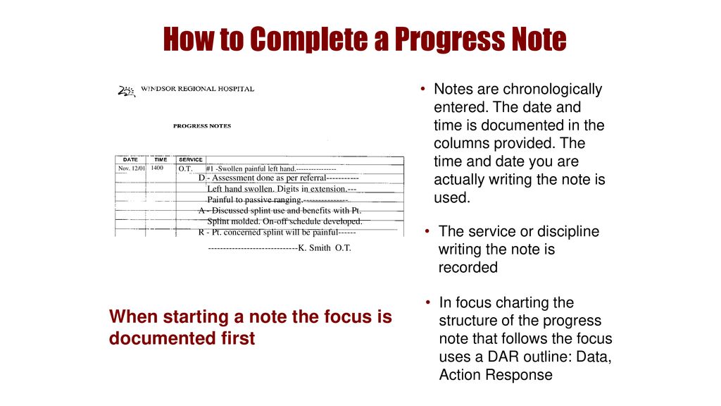 How to Complete a Progress Note