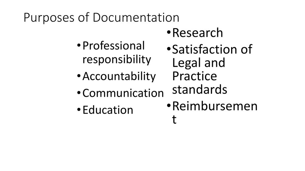 Purposes of Documentation