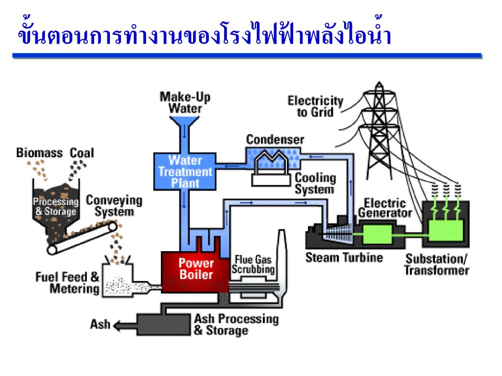 ขั้นตอนการทำงานของโรงไฟฟ้าพลังไอน้ำ