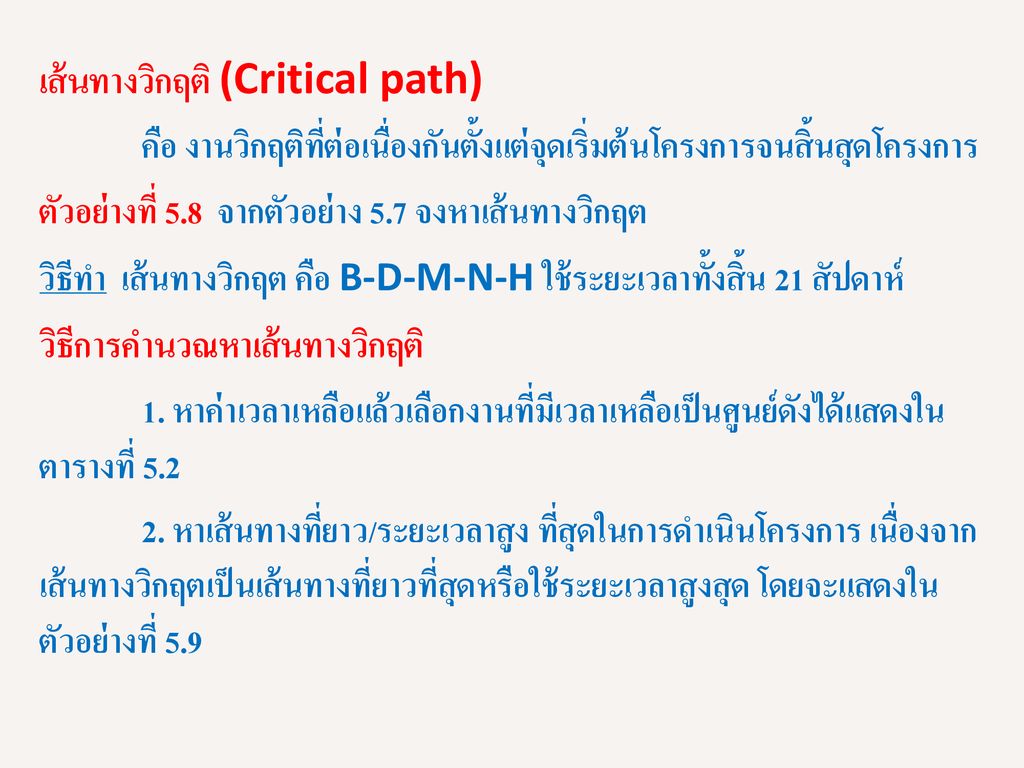 เส้นทางวิกฤติ (Critical path)