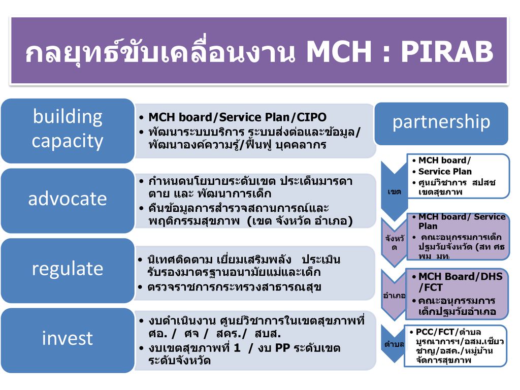 กลยุทธ์ขับเคลื่อนงาน MCH : PIRAB