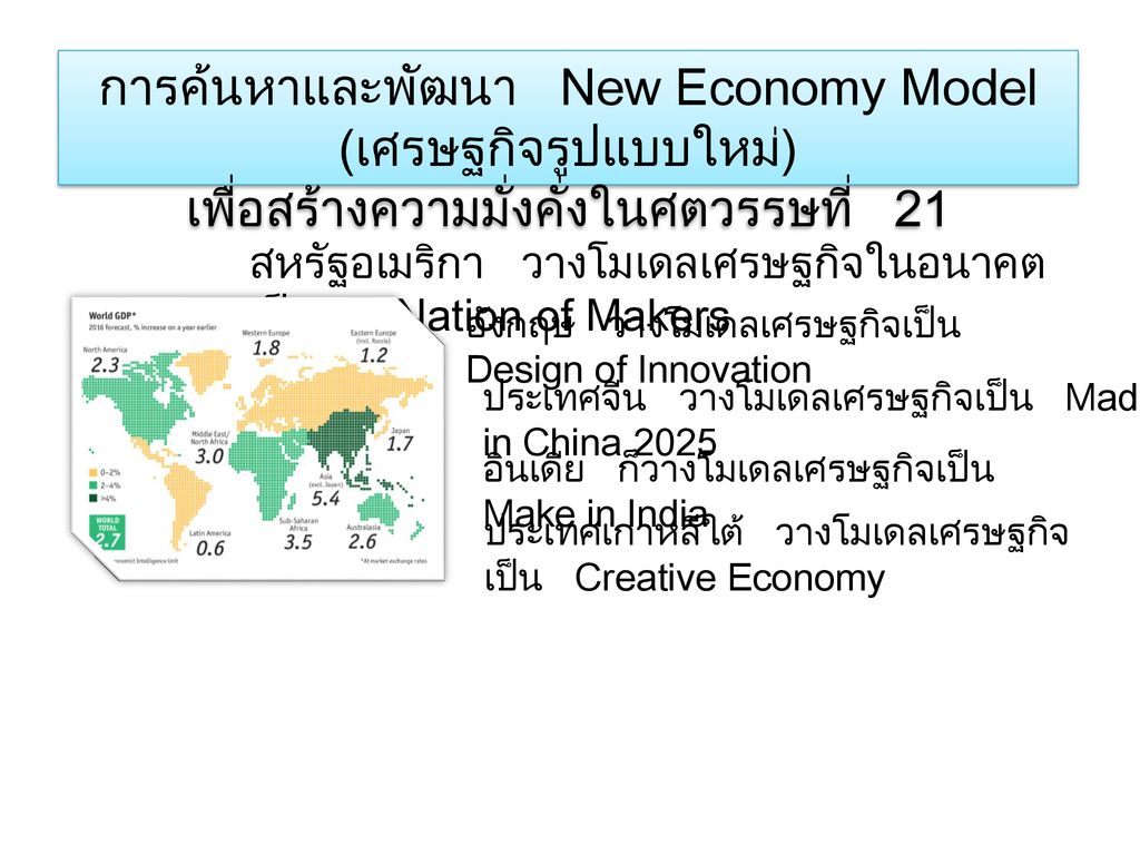 การค้นหาและพัฒนา New Economy Model (เศรษฐกิจรูปแบบใหม่)