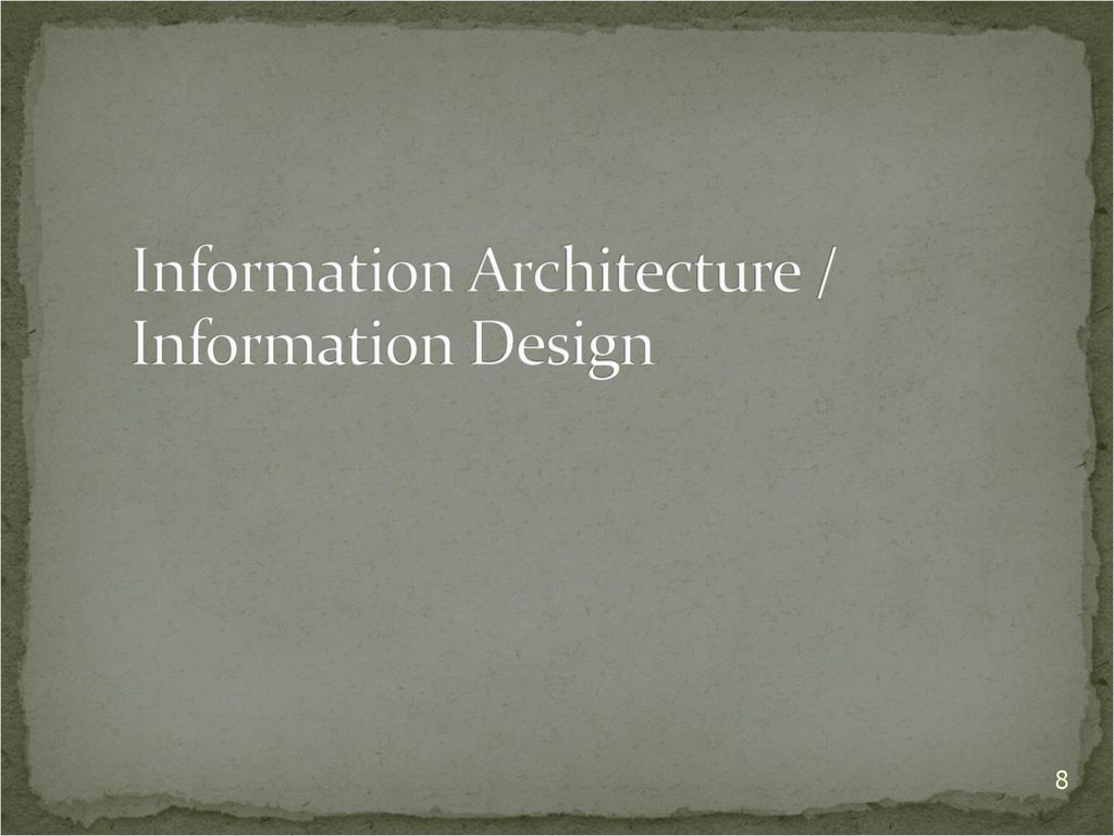 Information Architecture / Information Design