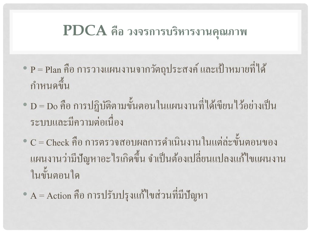 PDCA คือ วงจรการบริหารงานคุณภาพ