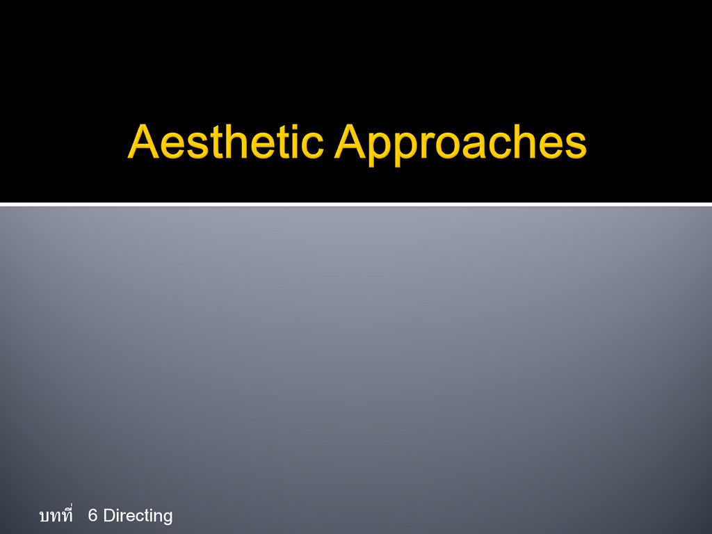 Aesthetic Approaches บทที่ 6 Directing