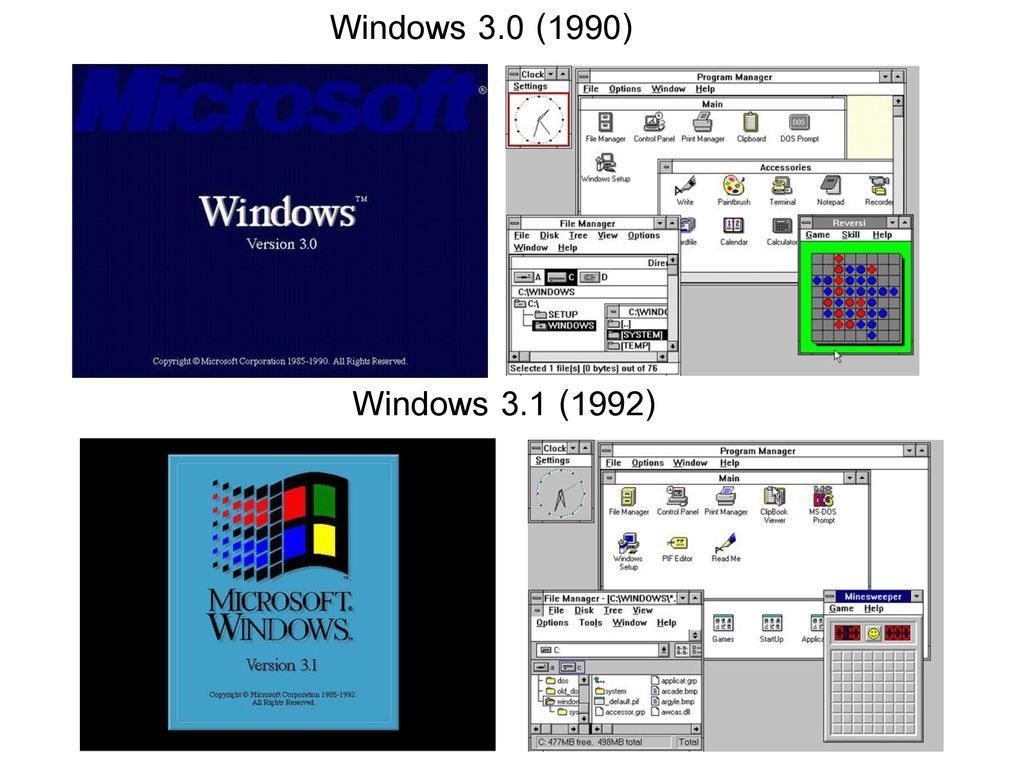 Windows 3.0 (1990) Windows 3.1 (1992)