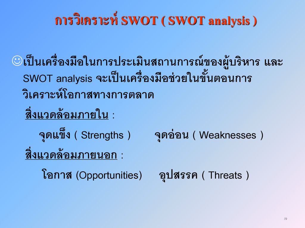 การวิเคราะห์ SWOT ( SWOT analysis )