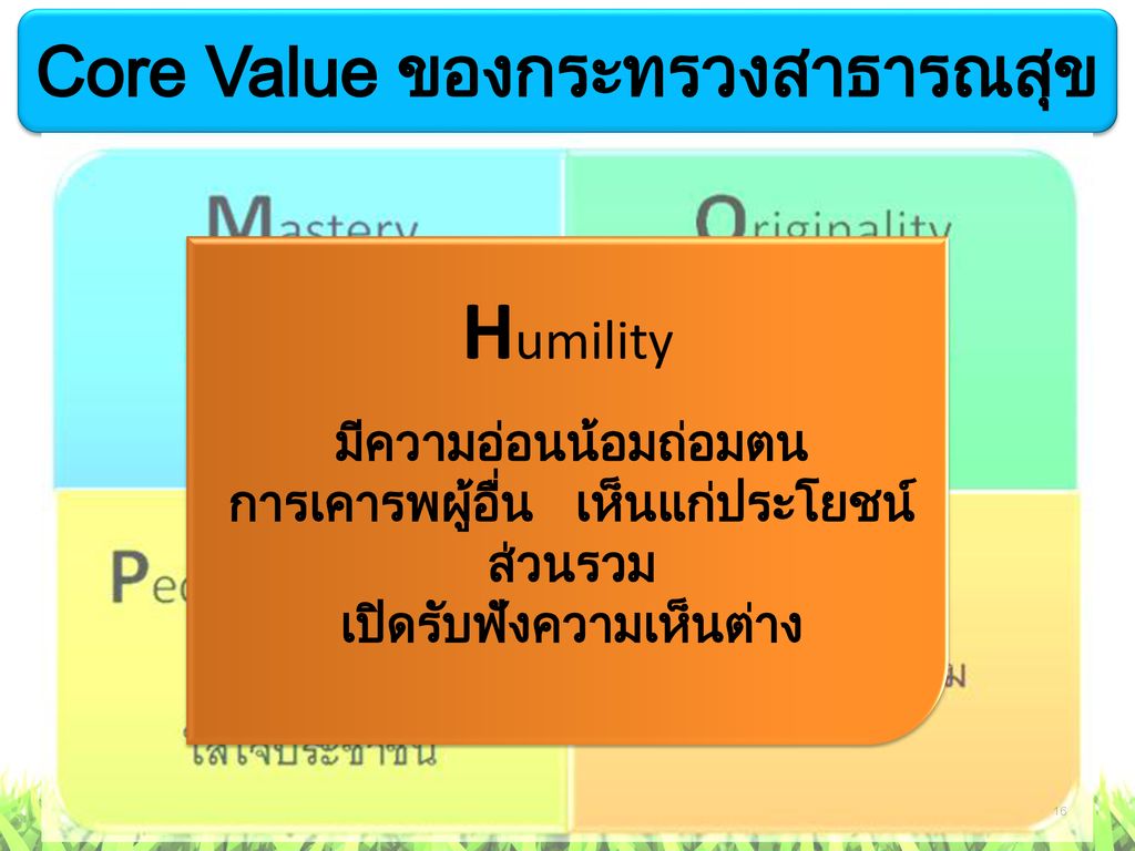 Core Value ของกระทรวงสาธารณสุข