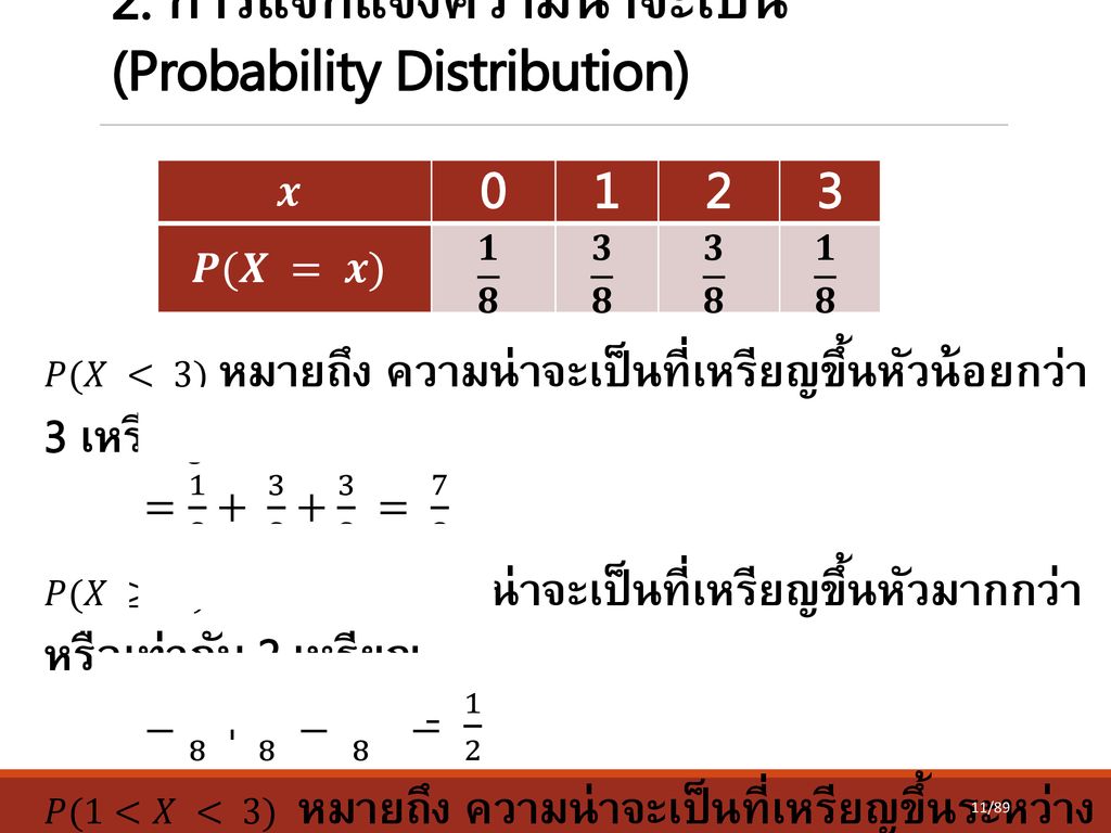 2. การแจกแจงความน่าจะเป็น (Probability Distribution)