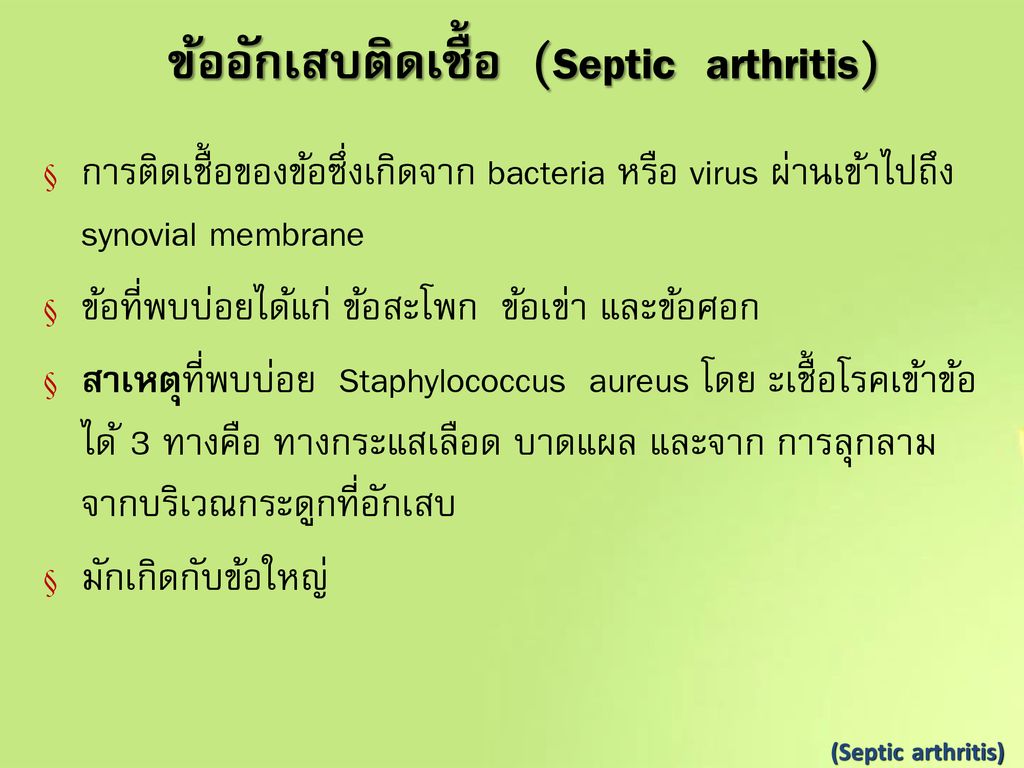 ข้ออักเสบติดเชื้อ (Septic arthritis)