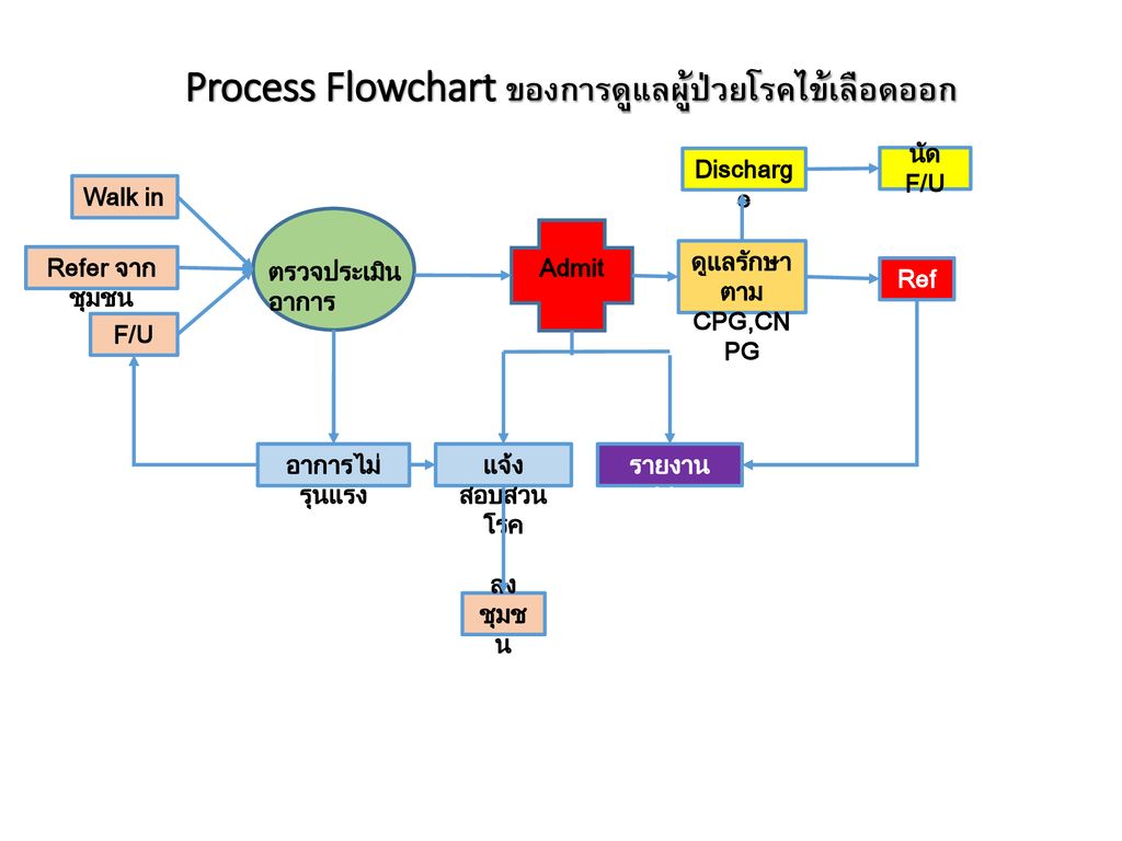 Process Flowchart ของการดูแลผู้ป่วยโรคไข้เลือดออก