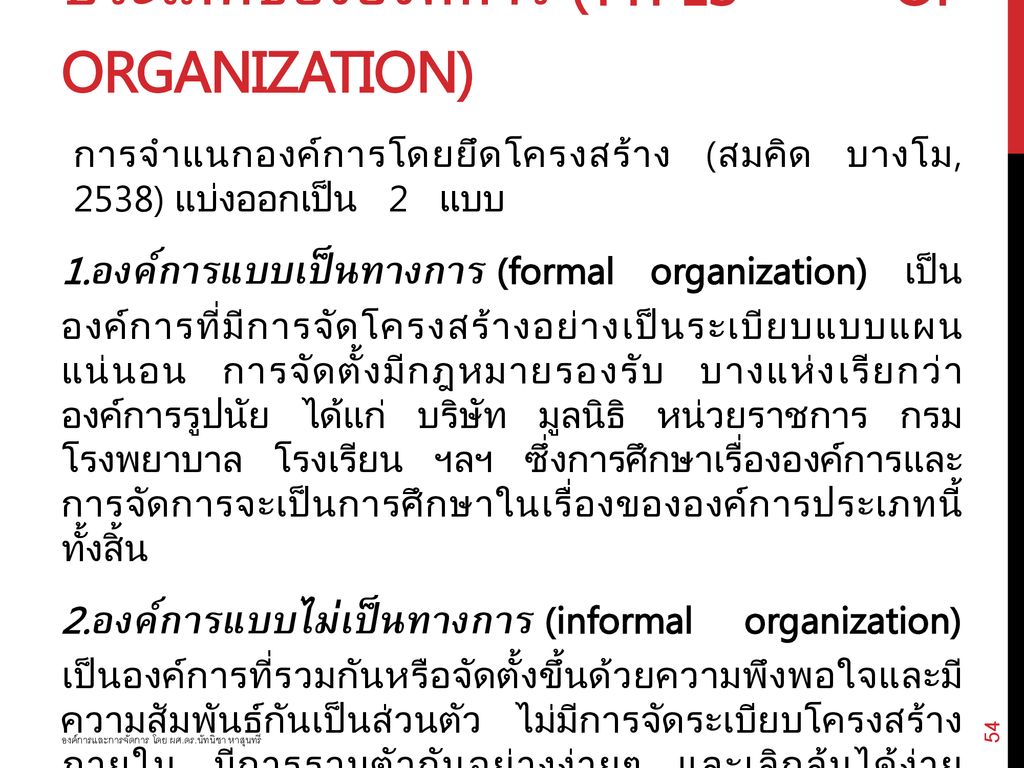 ประเภทขององค์การ (Types of Organization)