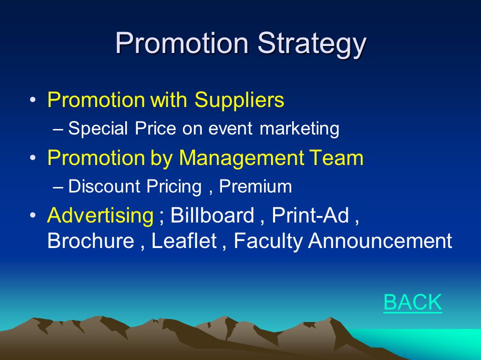 Promotion Strategy Promotion with Suppliers