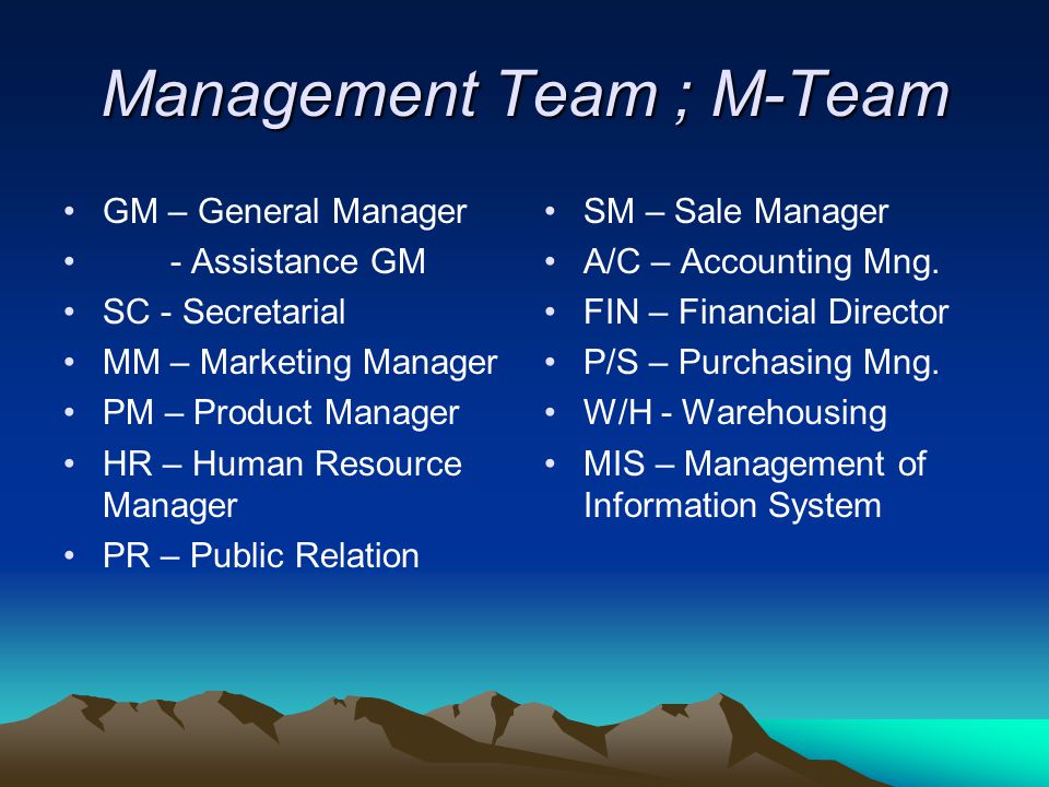 Management Team ; M-Team