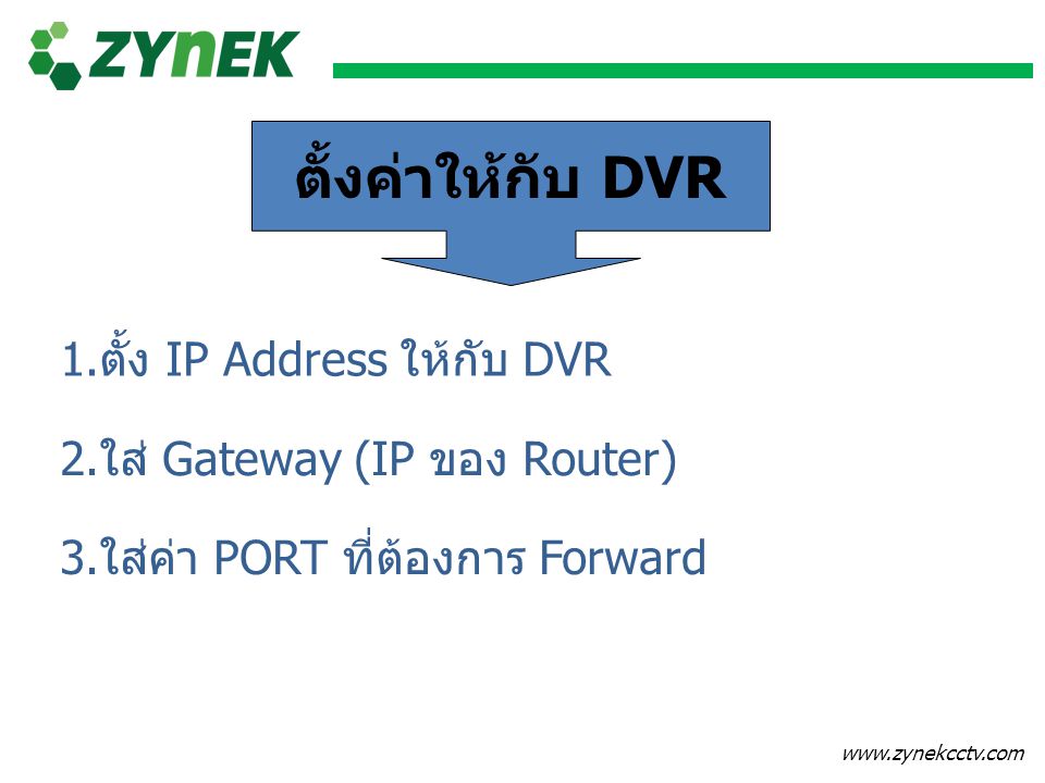 ตั้งค่าให้กับ DVR 1.ตั้ง IP Address ให้กับ DVR