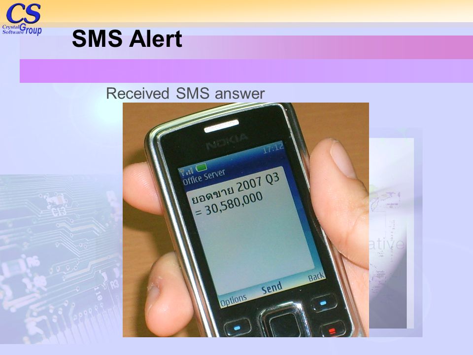 SMS Alert Received SMS answer