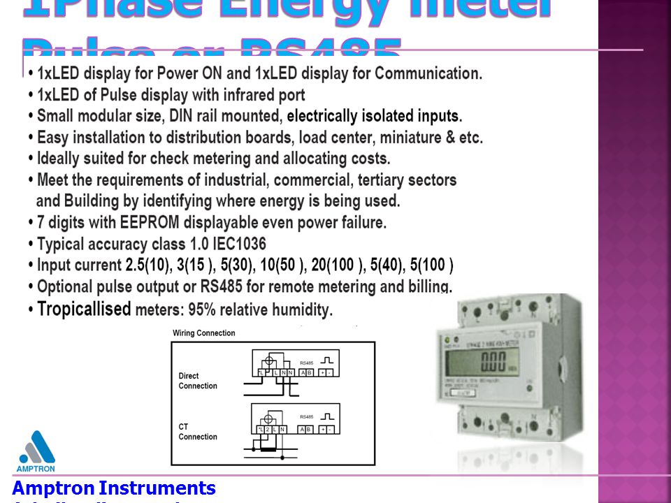 1Phase Energy meter Pulse or RS485
