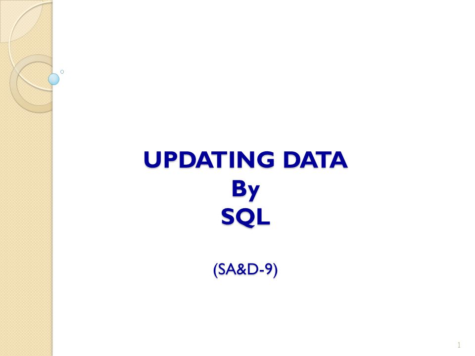 UPDATING DATA By SQL (SA&D-9)