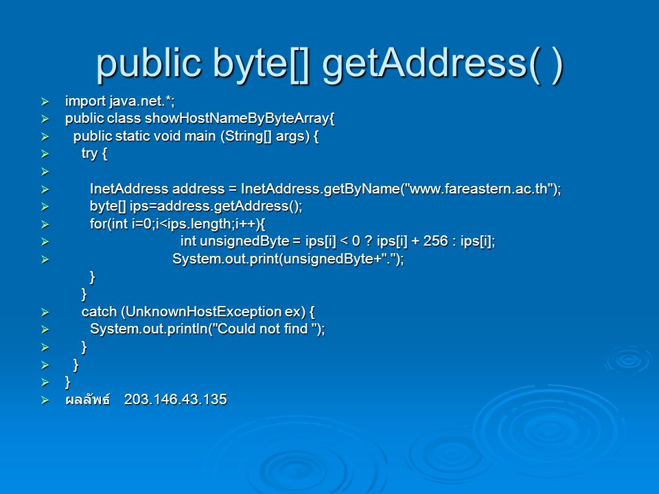 public byte[] getAddress( )