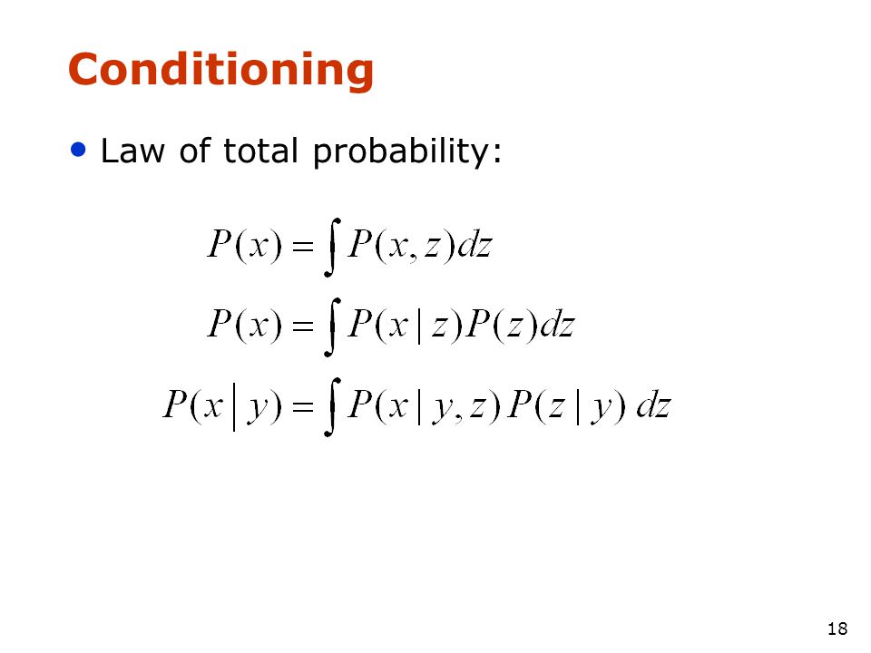 Conditioning Law of total probability: