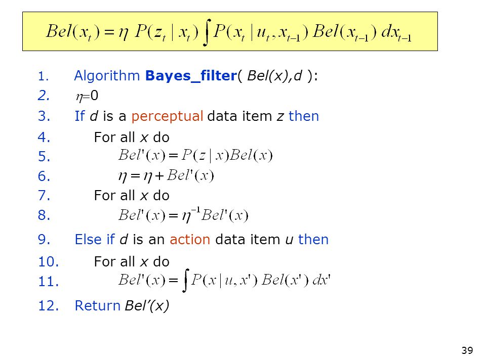Bayes Filter Algorithm
