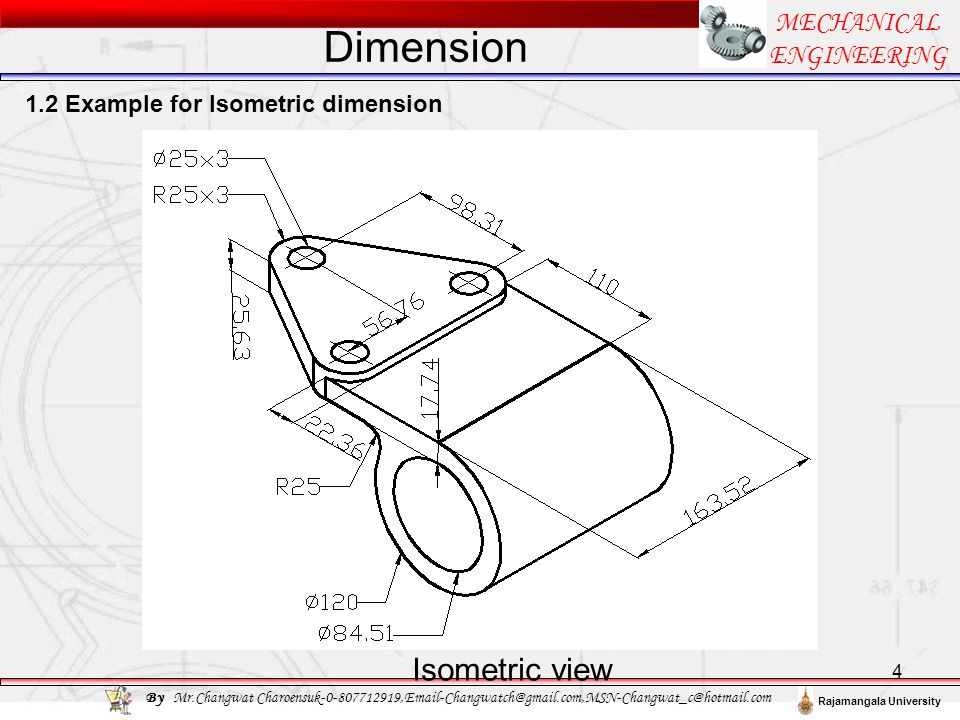Dimension Isometric view MECHANICAL ENGINEERING