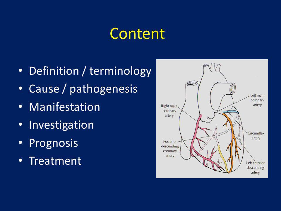 Content Definition / terminology Cause / pathogenesis Manifestation
