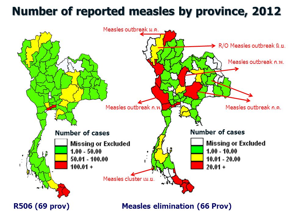 Number of reported measles by province, 2012