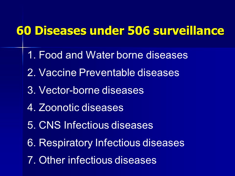 60 Diseases under 506 surveillance