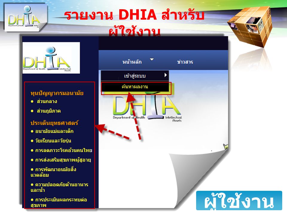 รายงาน DHIA สำหรับผู้ใช้งาน