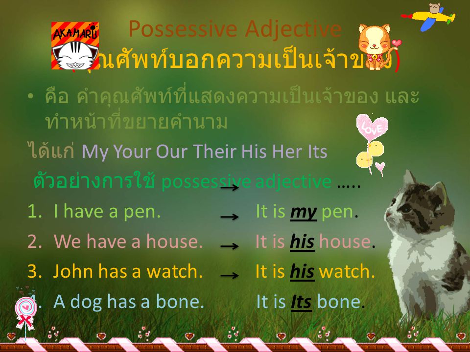 Possessive Adjective (คุณศัพท์บอกความเป็นเจ้าของ)