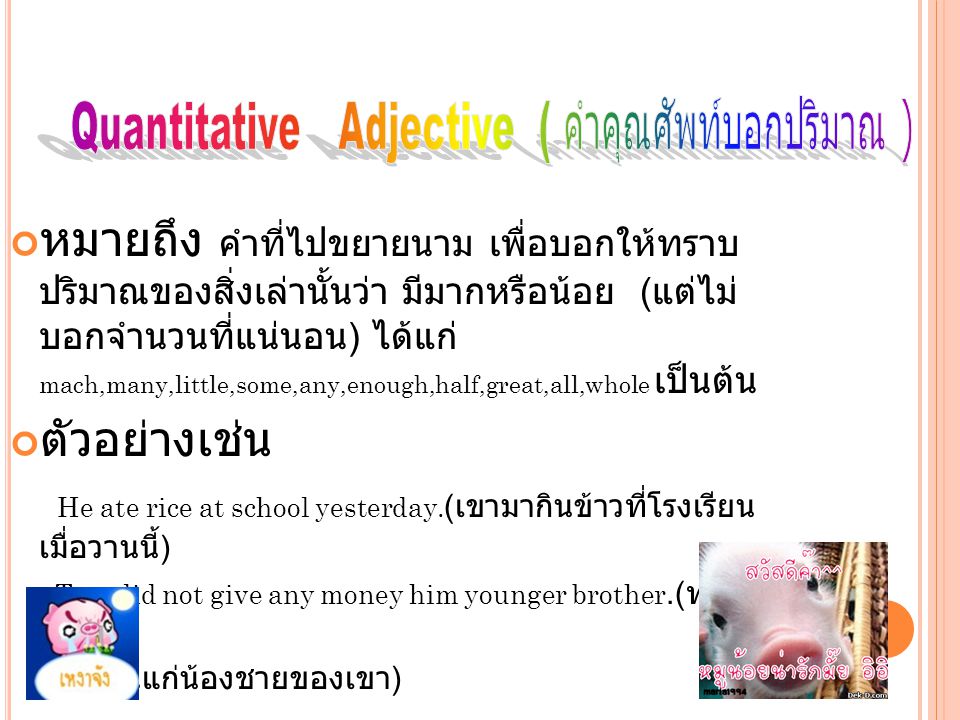 Quantitative Adjective ( คำคุณศัพท์บอกปริมาณ )