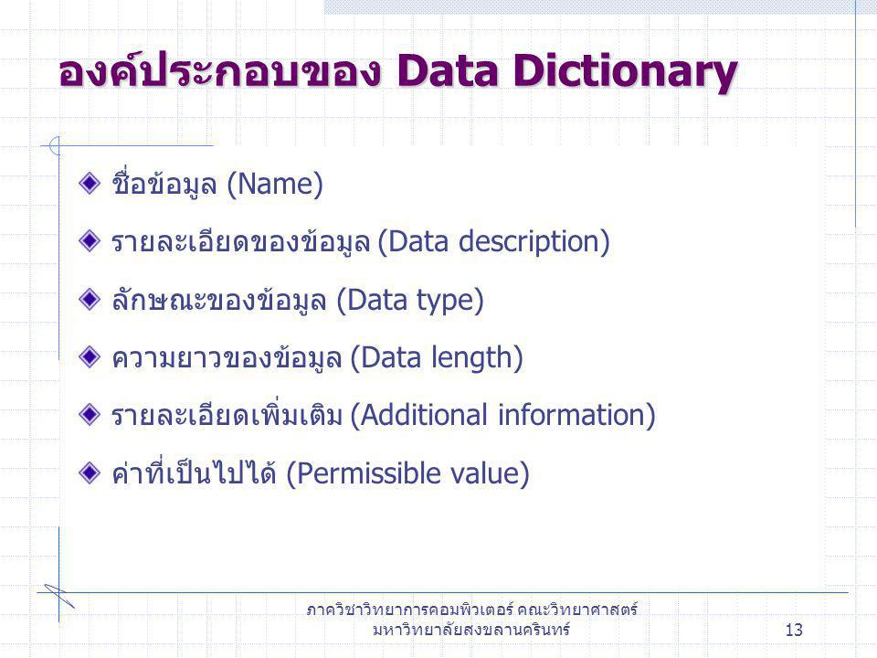 องค์ประกอบของ Data Dictionary