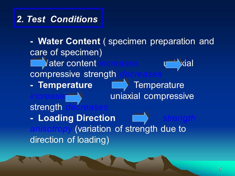 2. Test Conditions - Water Content ( specimen preparation and care of specimen)