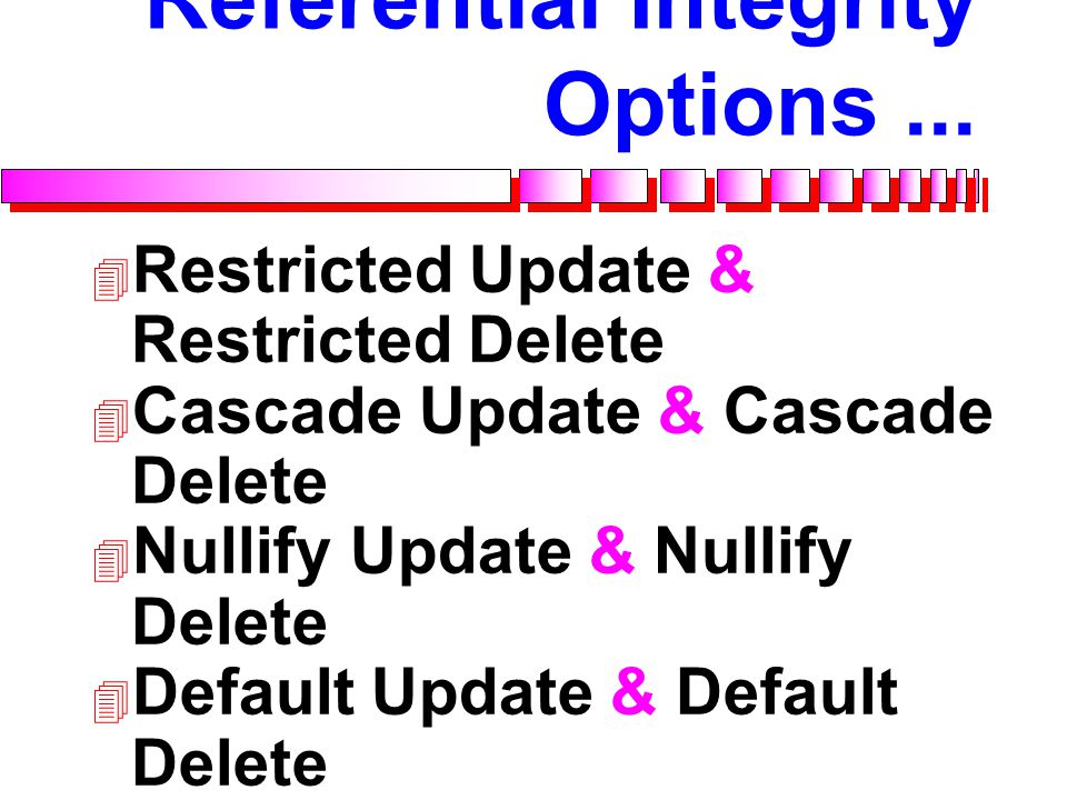 Referential Integrity Options ...