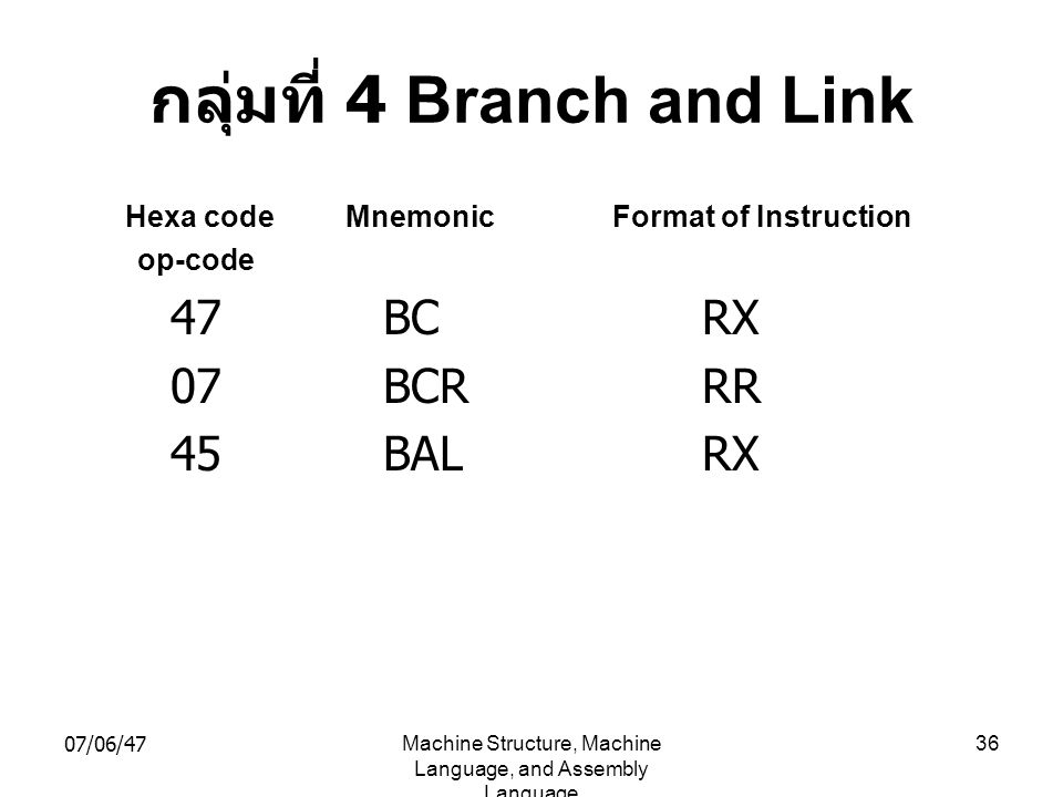 กลุ่มที่ 4 Branch and Link