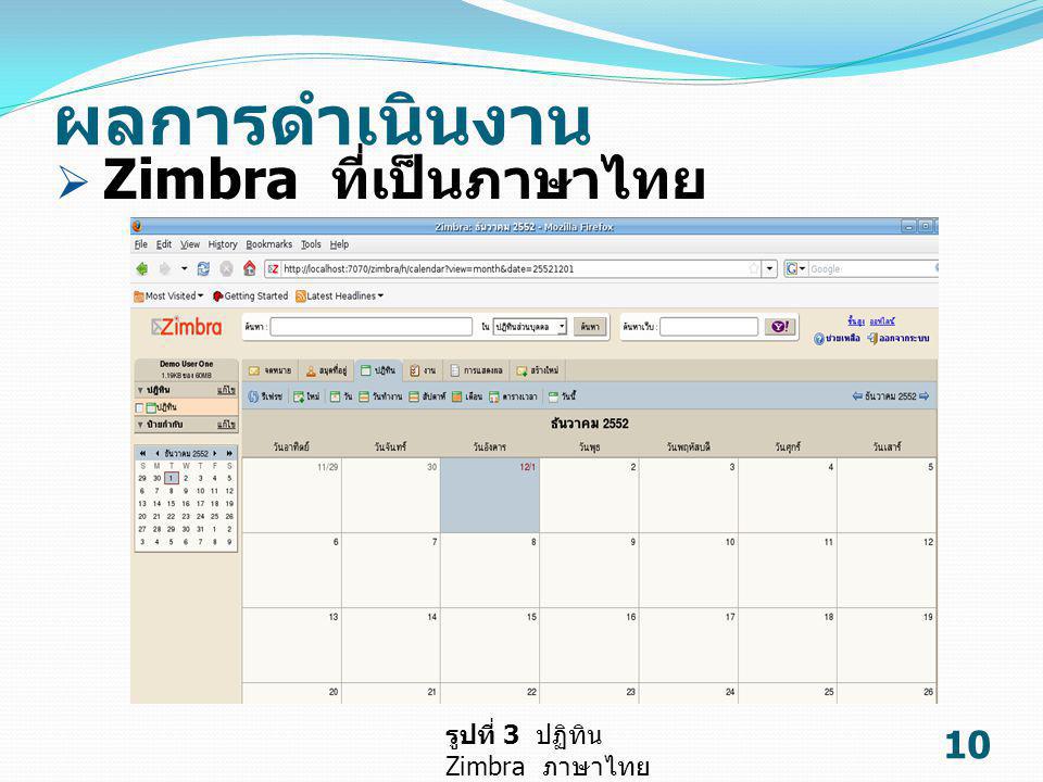 ผลการดำเนินงาน Zimbra ที่เป็นภาษาไทย รูปที่ 3 ปฏิทิน Zimbra ภาษาไทย