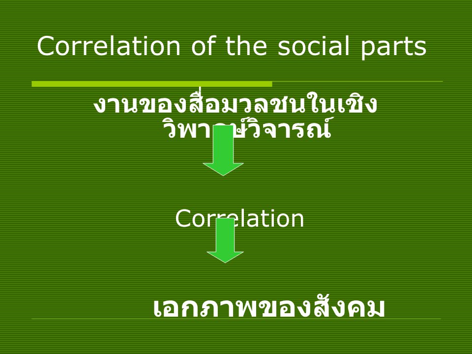 Correlation of the social parts