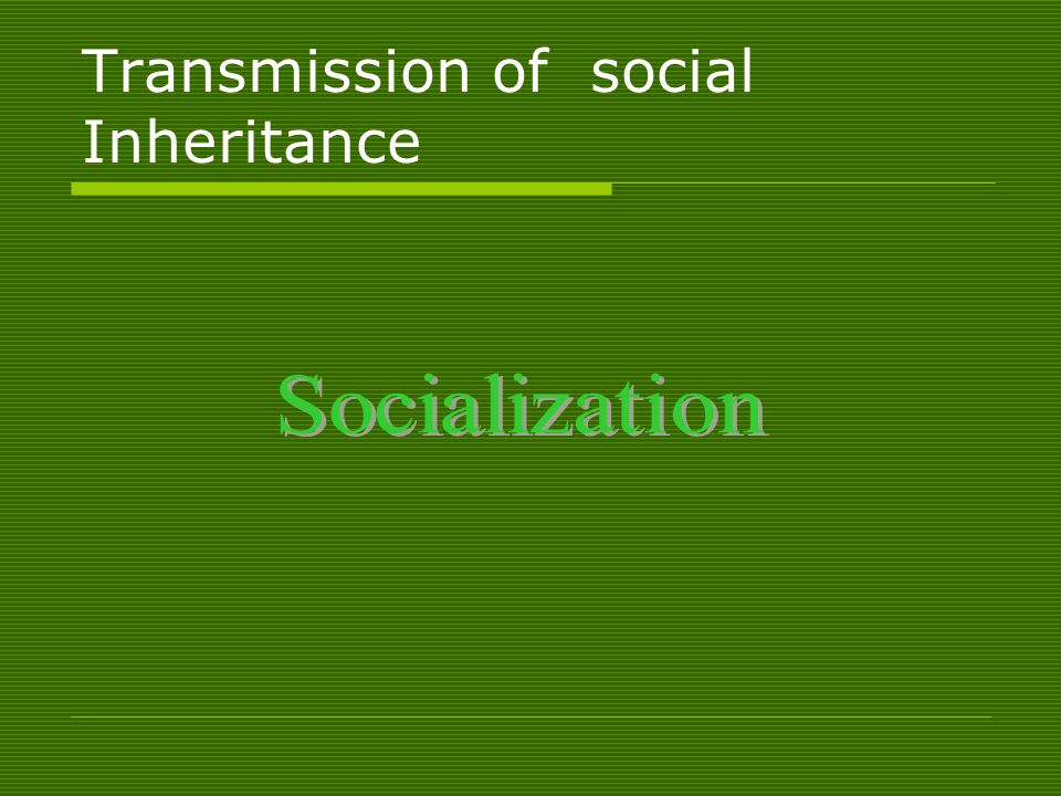 Transmission of social Inheritance