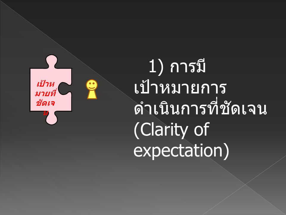 1) การมีเป้าหมายการดำเนินการที่ชัดเจน (Clarity of expectation)