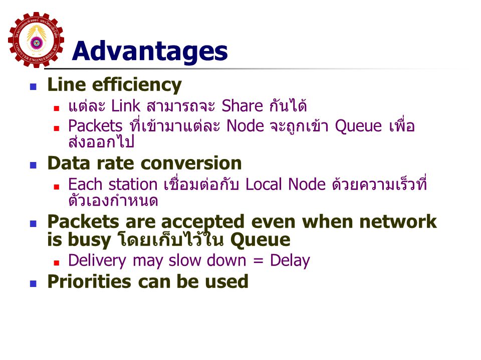 Advantages Line efficiency Data rate conversion