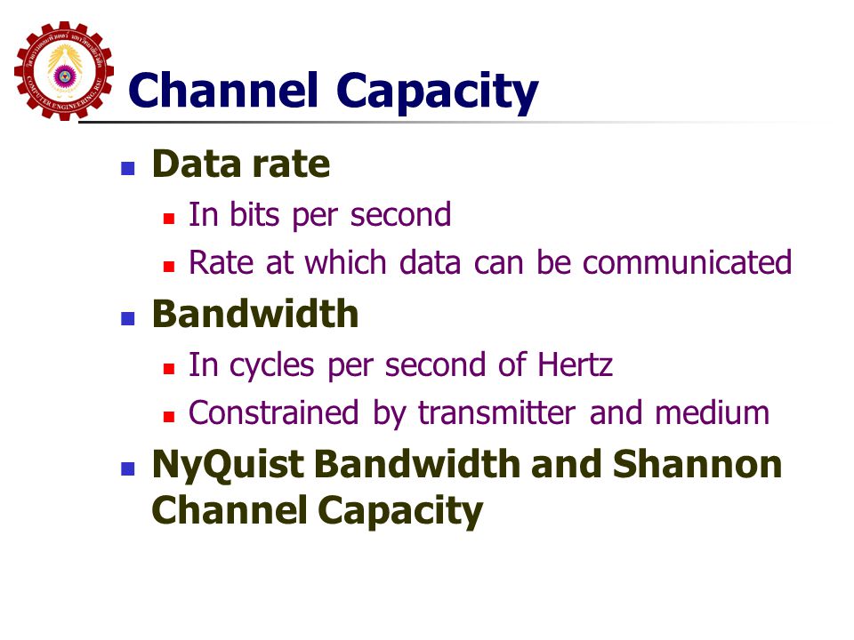 Channel Capacity Data rate Bandwidth