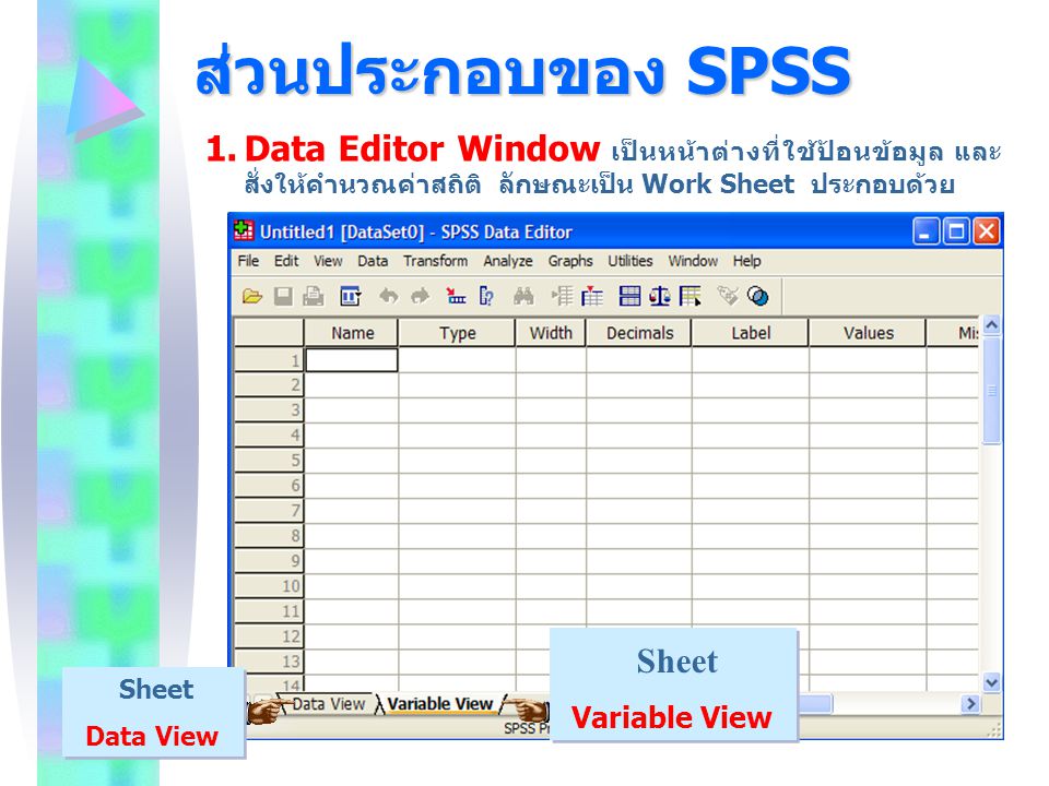 ส่วนประกอบของ SPSS Sheet