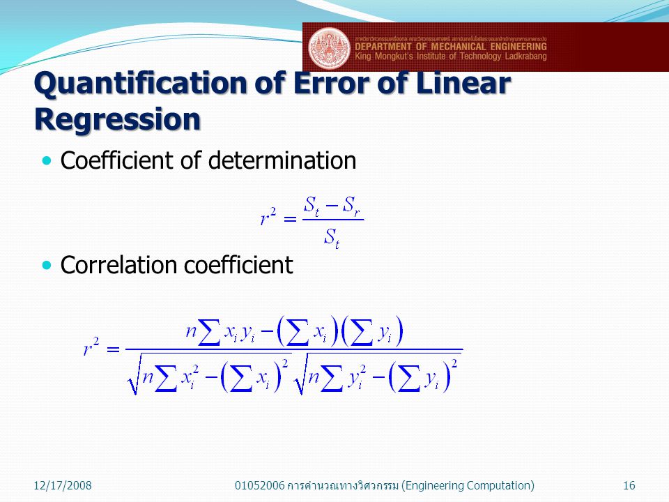 Quantification of Error of Linear Regression