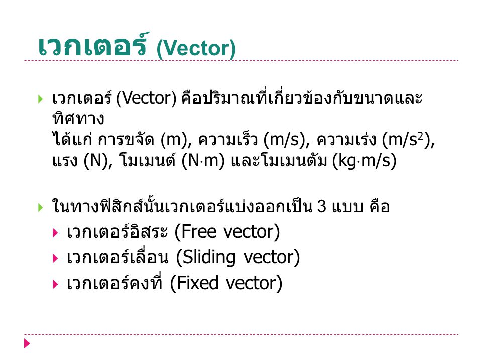 เวกเตอร์ (Vector) เวกเตอร์อิสระ (Free vector)