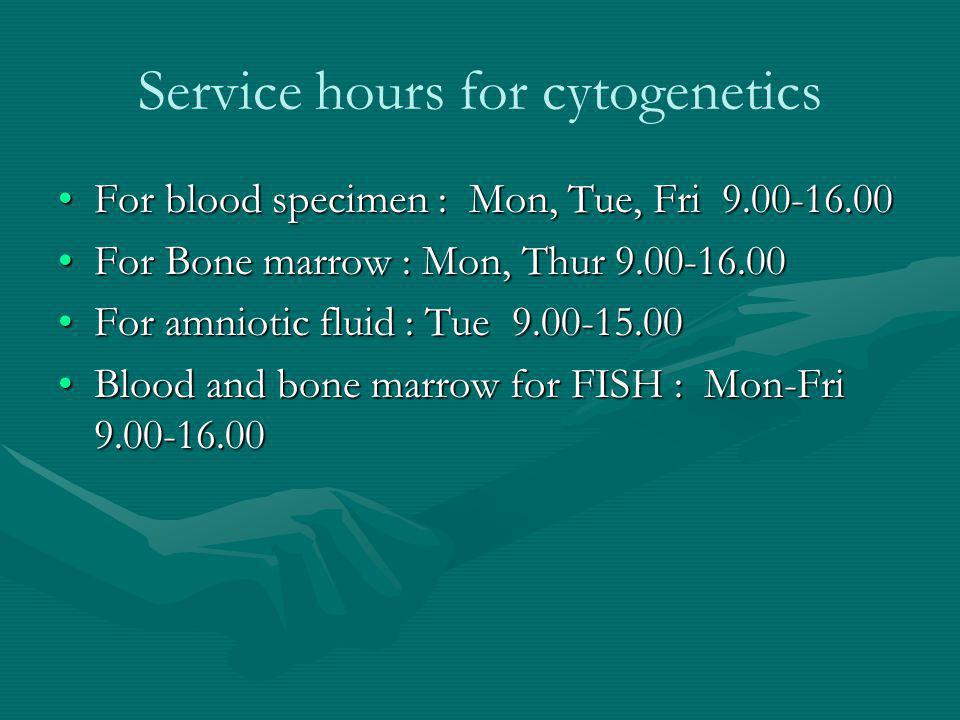 Service hours for cytogenetics