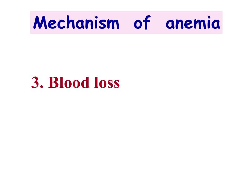 Mechanism of anemia 3. Blood loss