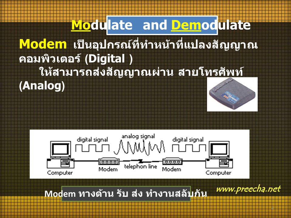 Modulate and Demodulate Modem ทางด้าน รับ ส่ง ทำงานสลับกัน