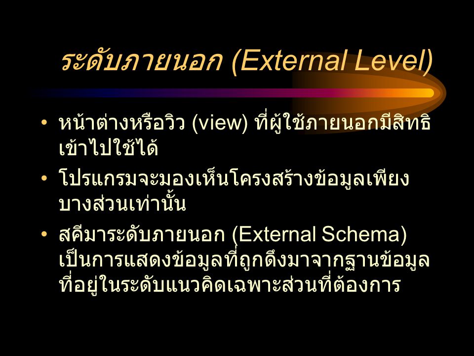ระดับภายนอก (External Level)