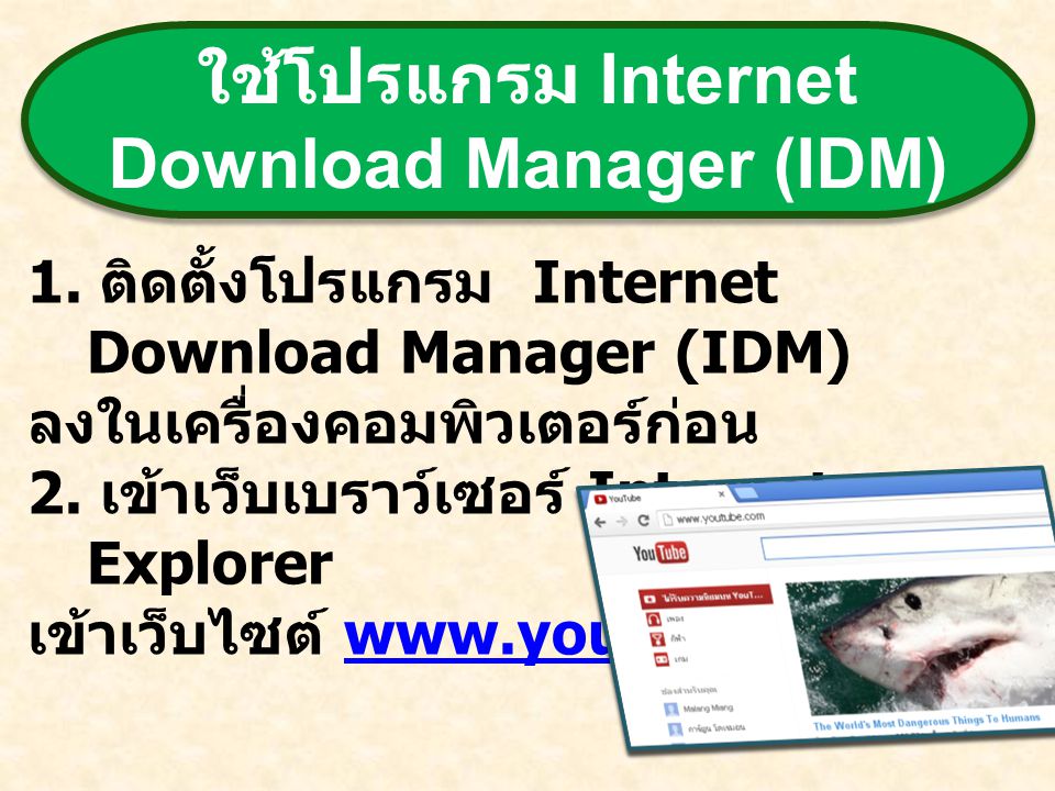 ใช้โปรแกรม Internet Download Manager (IDM)
